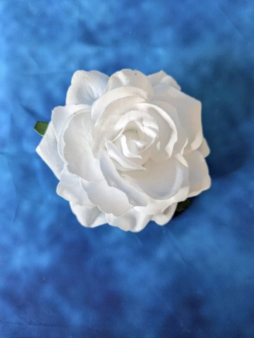 Rose Floral Hair Accessory White With Greenery Alligator Clip With Pin